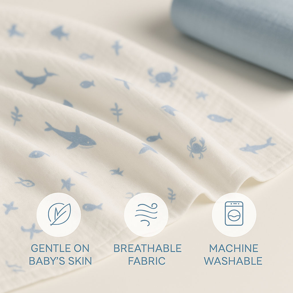Muslin Swaddle Blankets - Sea Creatures (2 Pack)