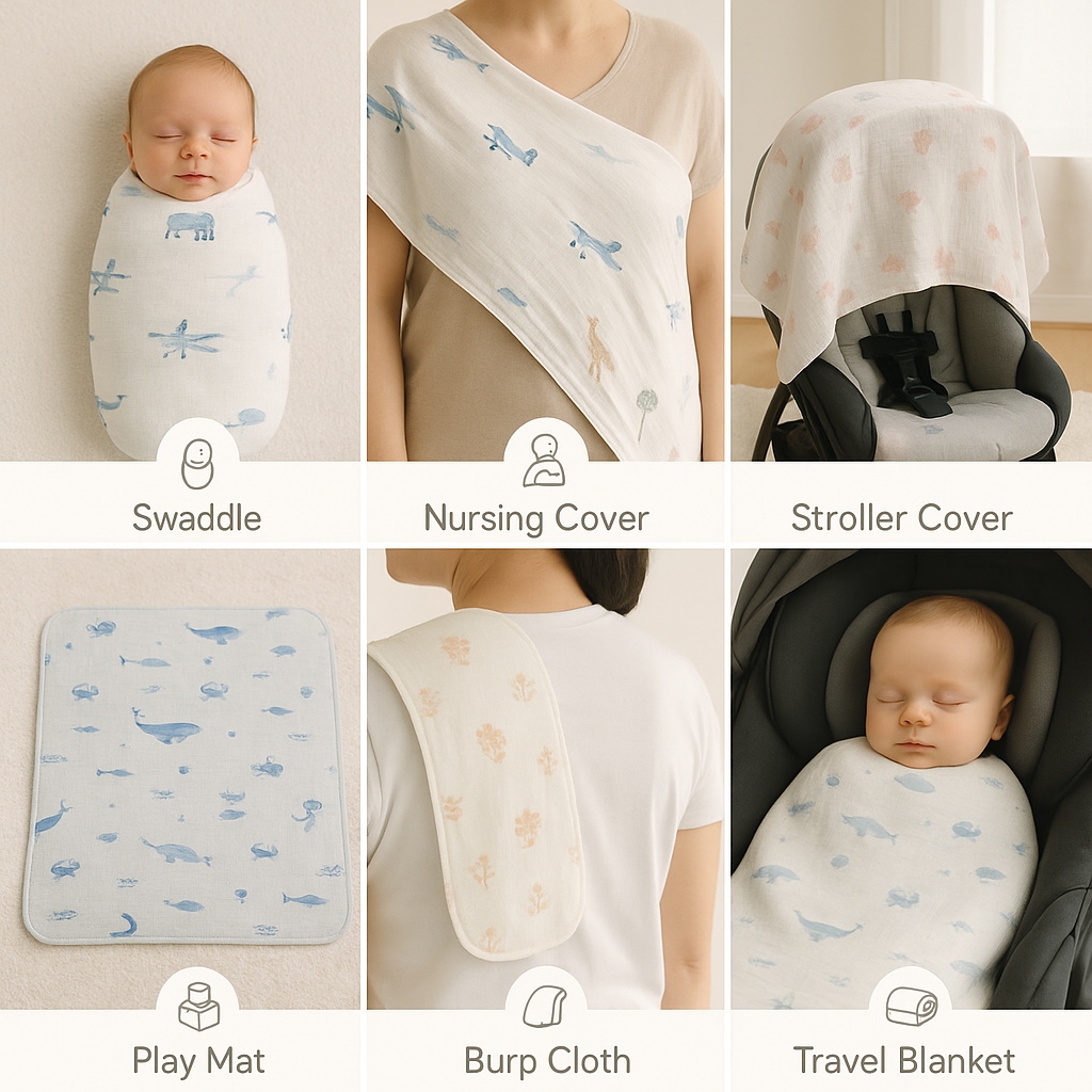 Muslin Swaddle Blankets - Sage and Sunshine (2 Pack)