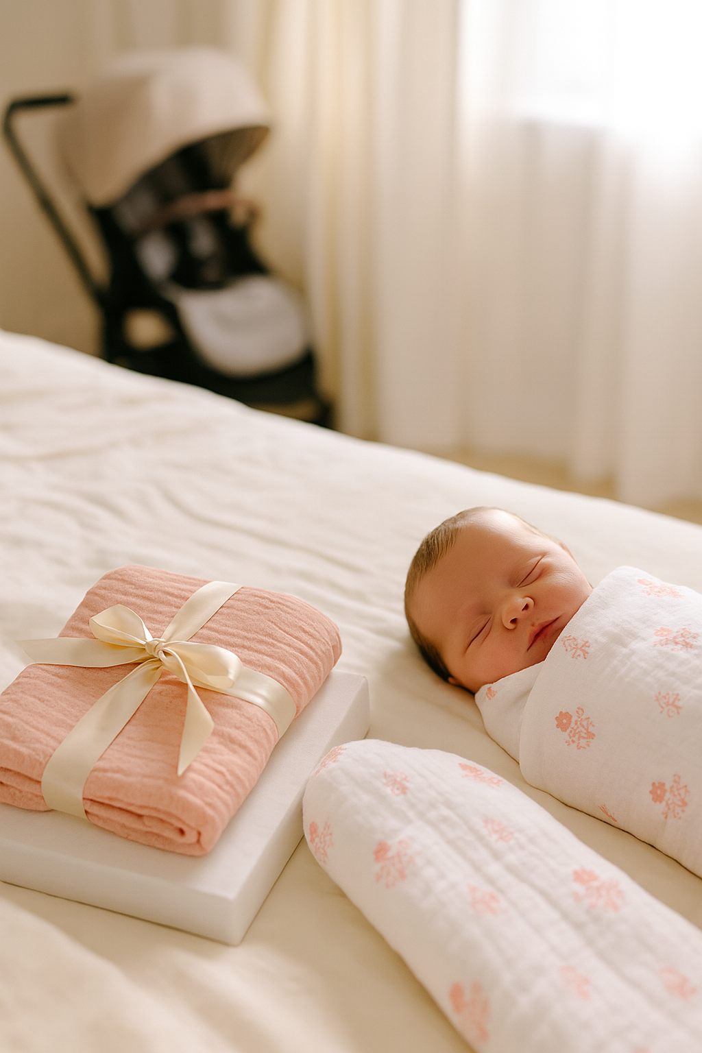 Muslin Swaddle Blankets - Pink Floral (2 Pack)