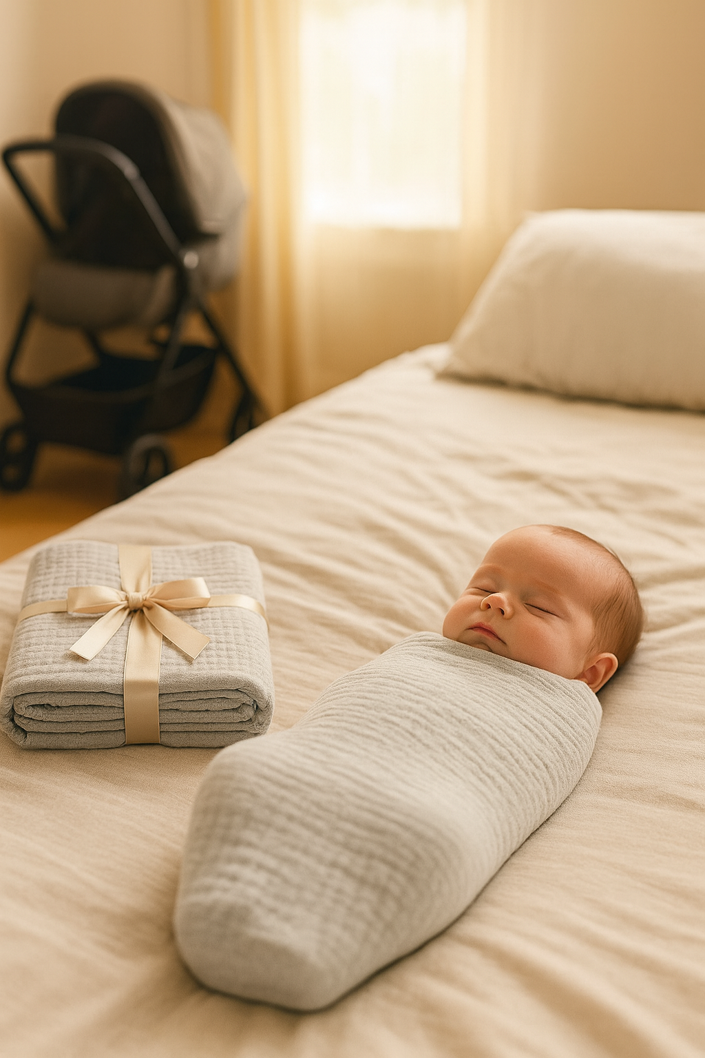 Muslin Swaddle Blankets - Warm Gray and Sunshine (2 Pack)