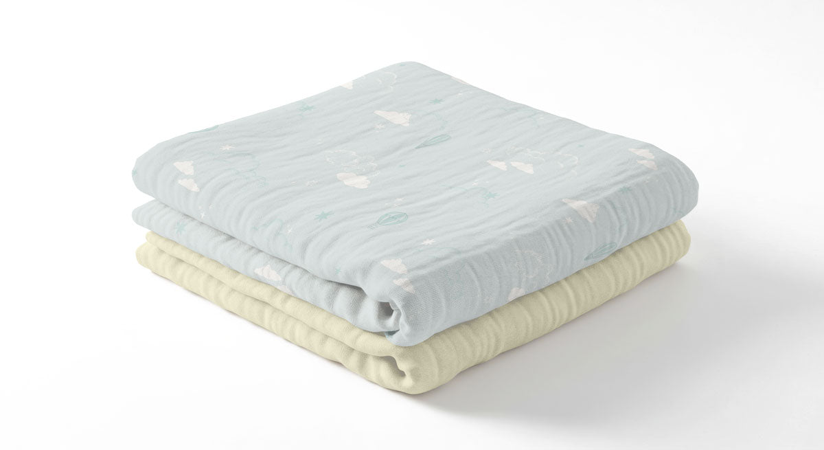 Muslin Swaddle Blankets - Blue Sky (2 Pack)