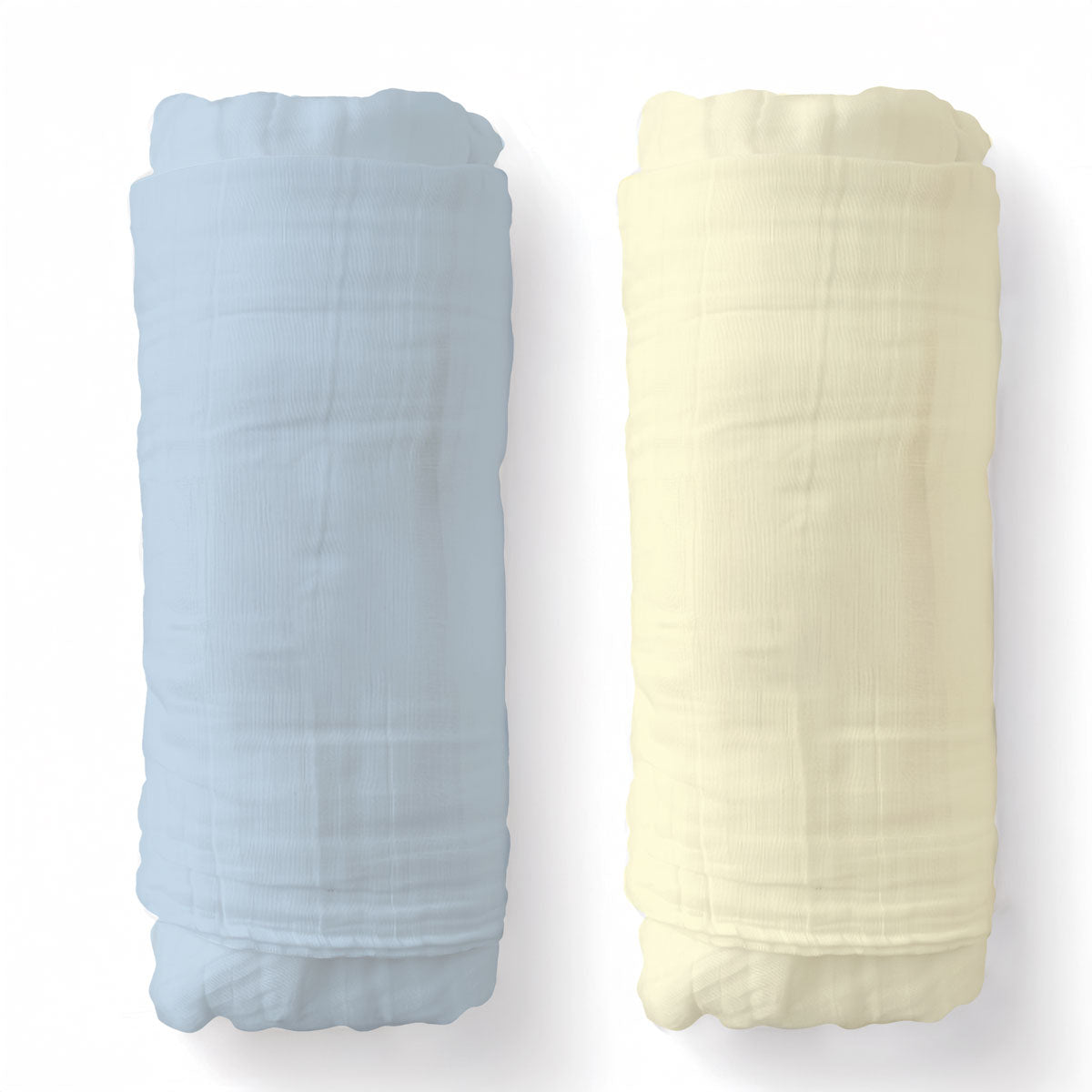 Muslin Swaddle Blankets -Blue and Sunshine (2 Pack)