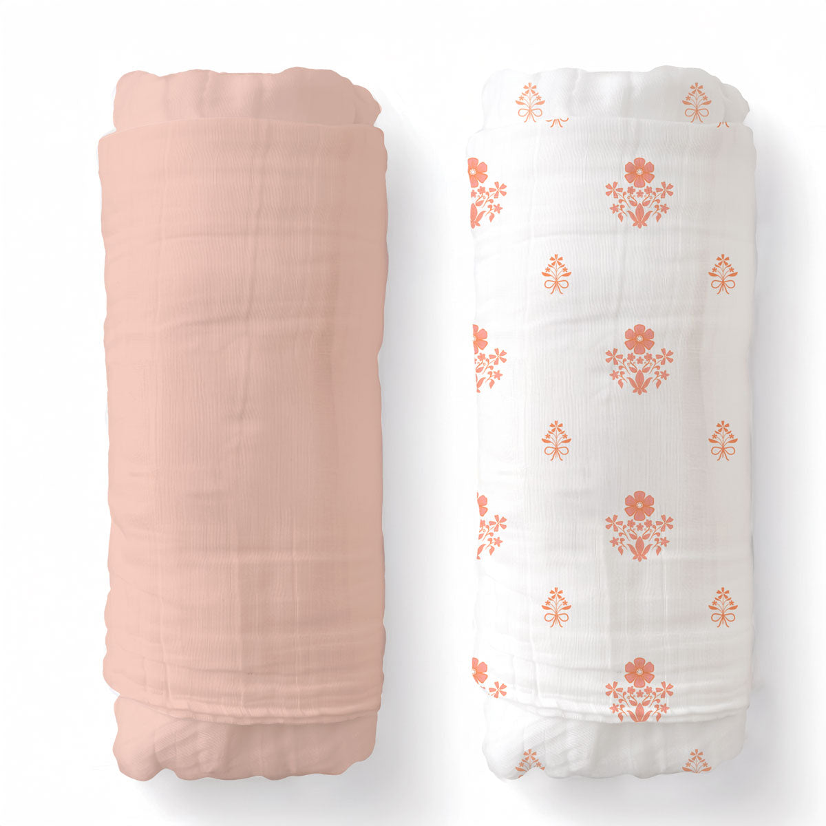 Muslin Swaddle Blankets - Pink Floral (2 Pack)