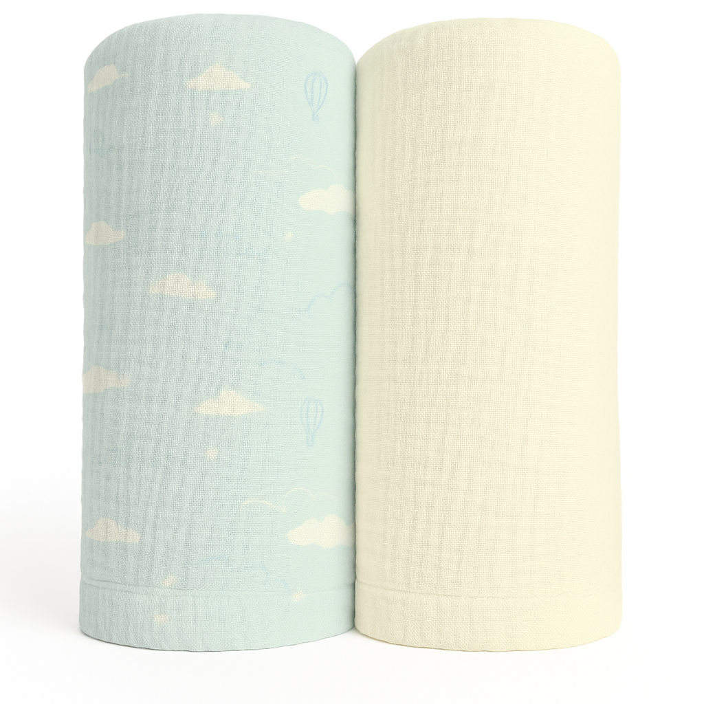 Muslin Swaddle Blankets - Blue Sky (2 Pack)