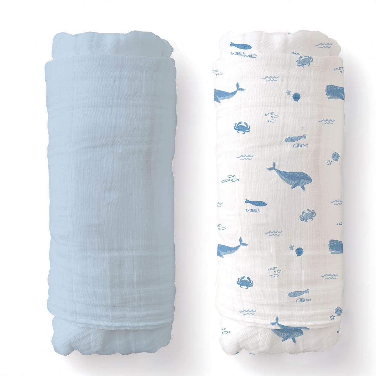 Muslin Swaddle Blankets - Sea Creatures (2 Pack)