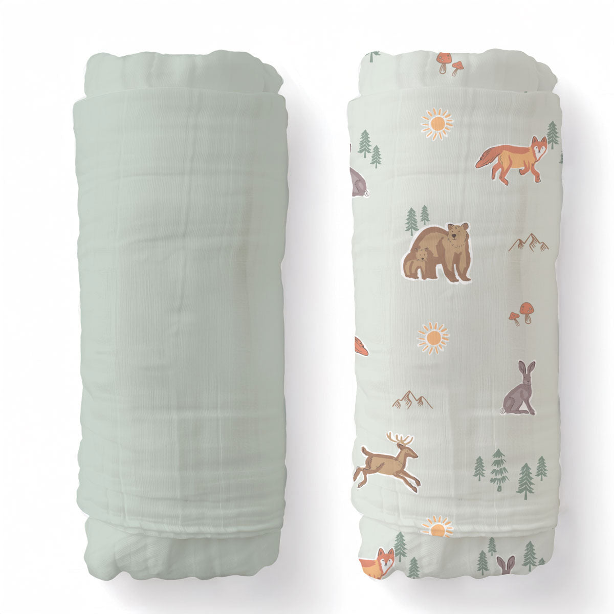 Muslin Swaddle Blankets - Woodland Creatures (2 Pack)